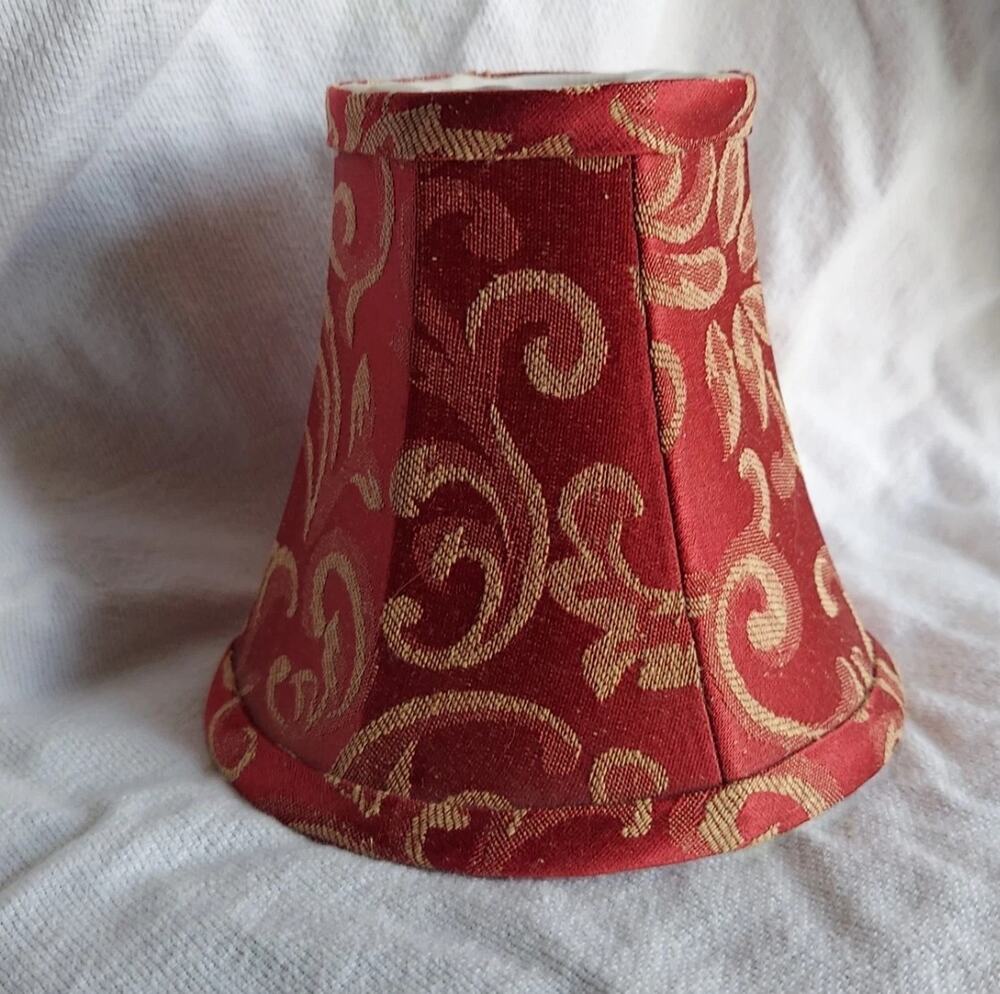 Chandelier Lamp Shades Jacquard Fabric Clip On Scroll Design Russet Cream